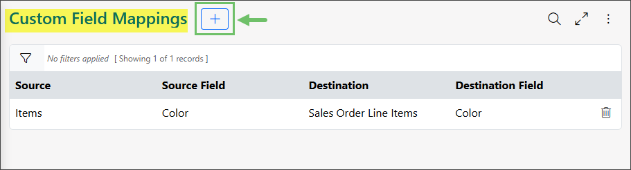 Custom Field Mappings page in Striven