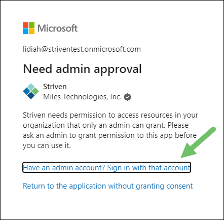 Microsoft Need Admin Approval setting
