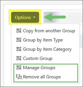 Manage Groups & Remove all Groups Options