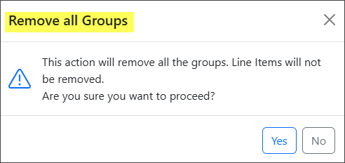 Example of the Option to Remove all Groups from the Sales Order