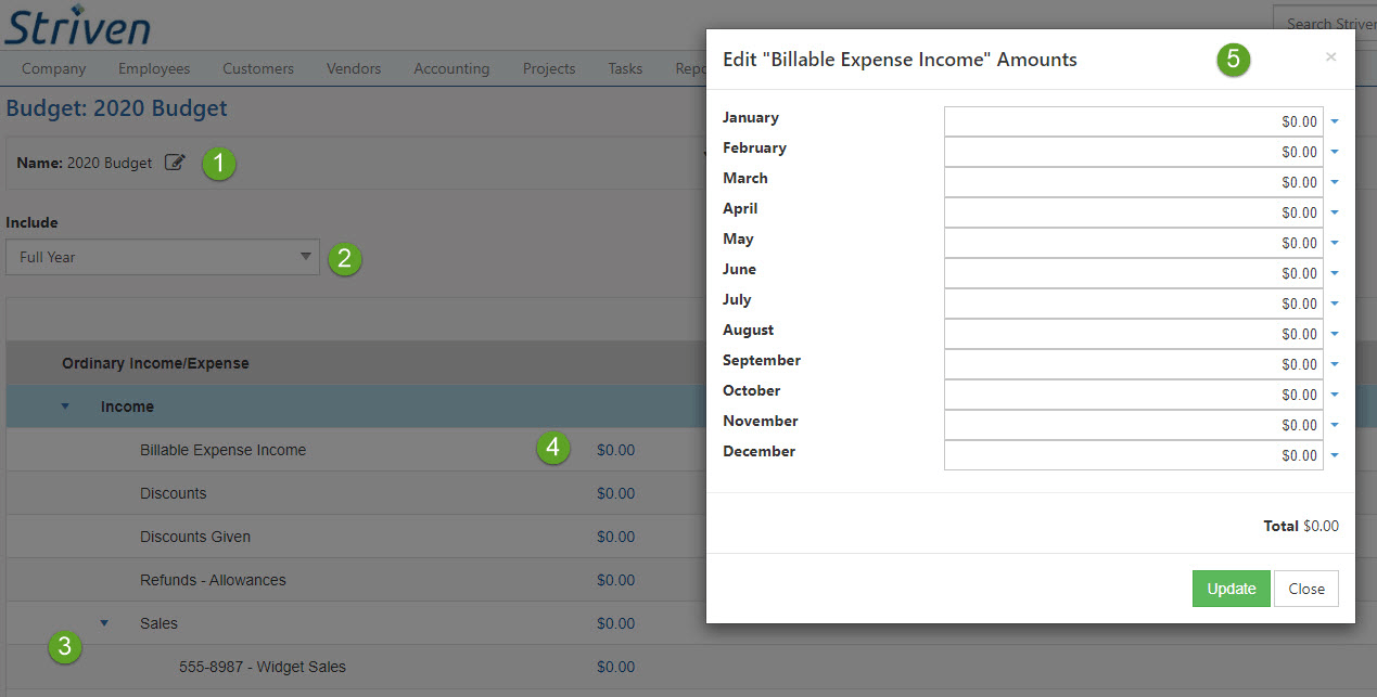 Budget Adjustment Screen