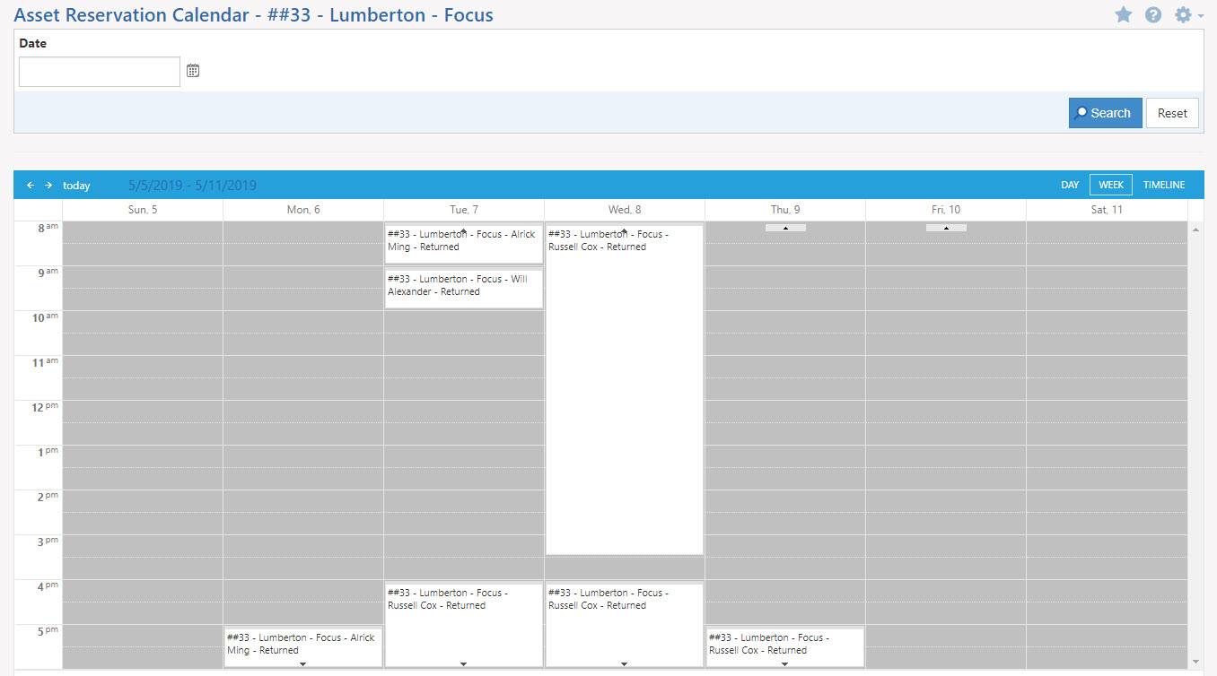 Asset Reservation Calendar