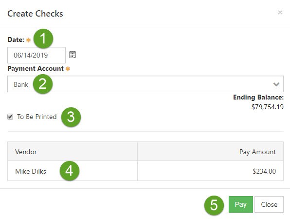 Example of Creating an Expense Check