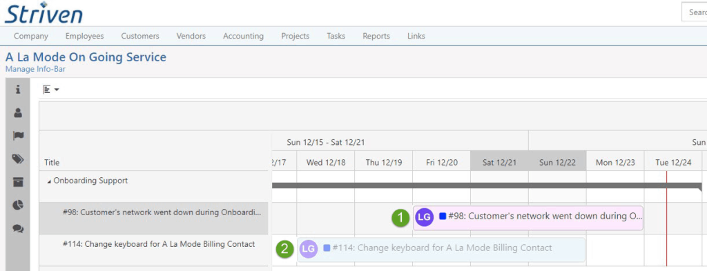 Striven Gantt Chart Done Past Due