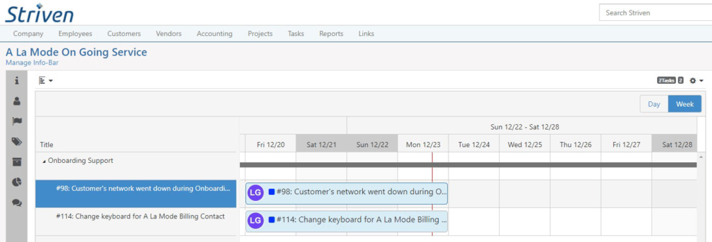 Striven Gantt Chart