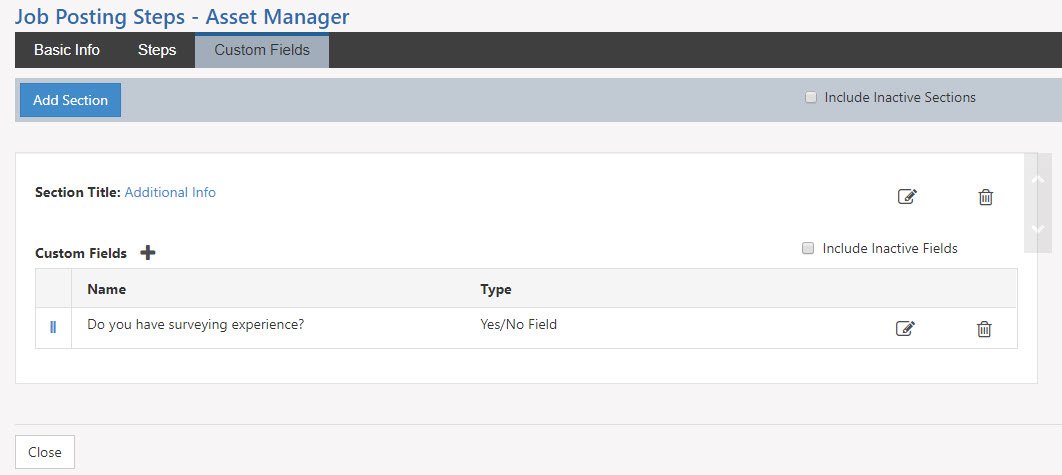 custom fields on job posting