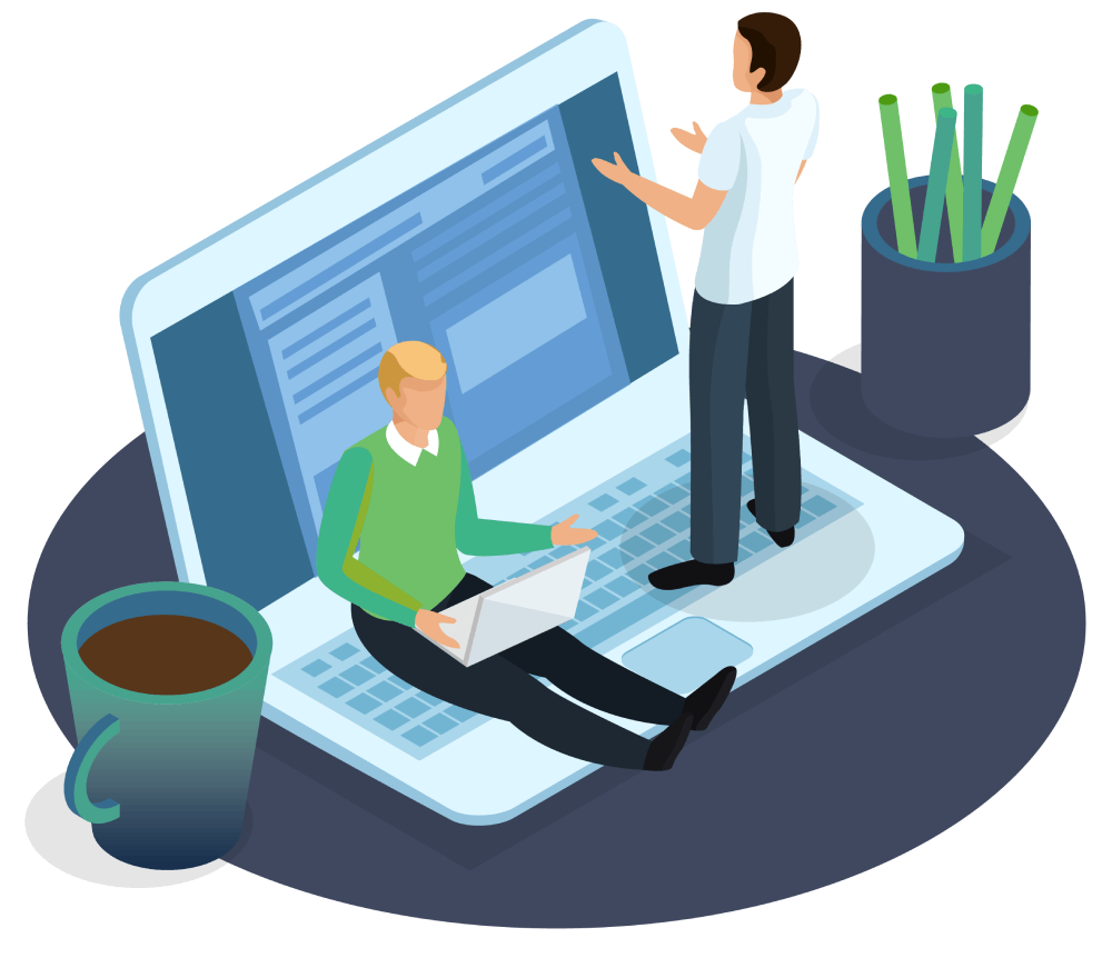 two business people on laptop