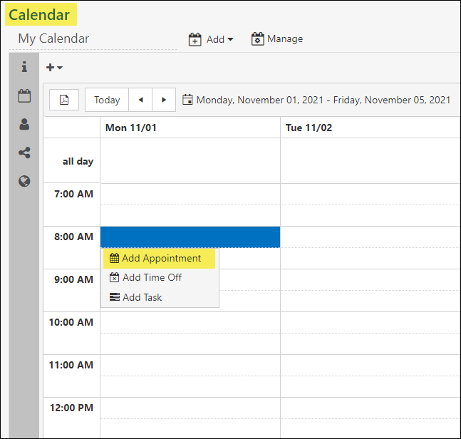 Option to add appointment to my calendar