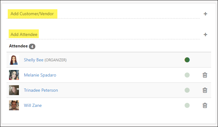 Add Customer/Vendor or Attendee options on Add Appointment Page