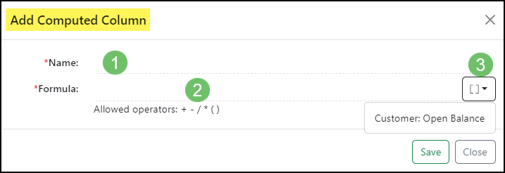 Image of the Add Computed Column Window