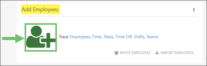 Add Employees dashboard widget highlighting the Add Employee icon