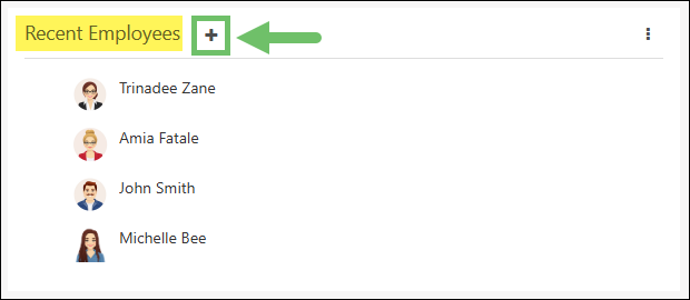 Recent Employees dashboard widget highlighting the Add Employee button
