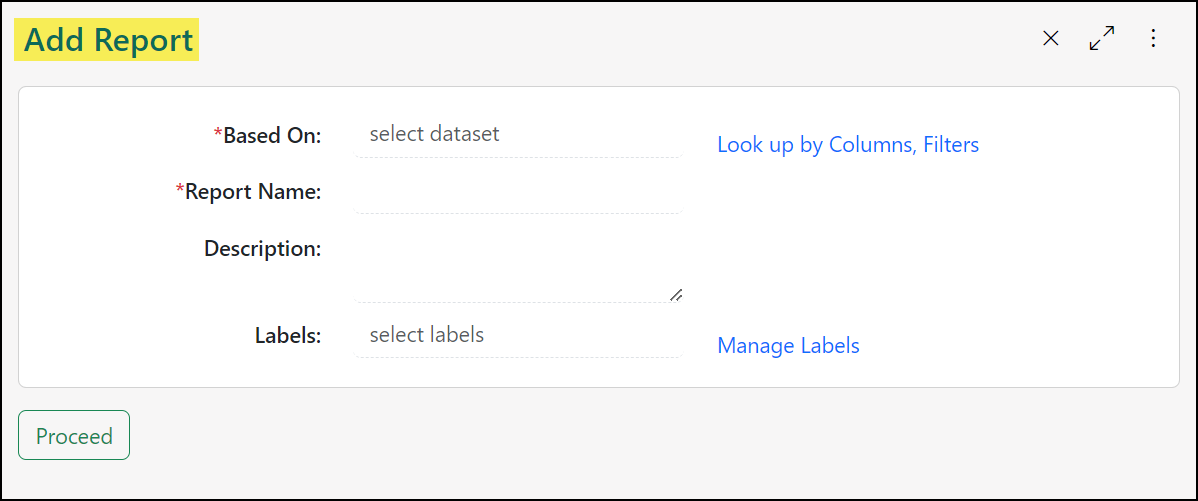 Image of the Add New Report page within Striven
