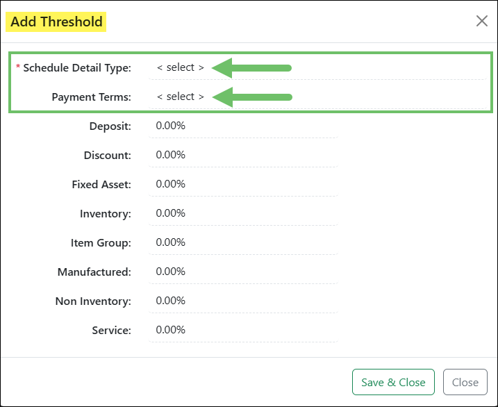 Example of Configuring Schedule Detail Type
