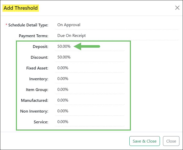 Example of Configuring Item Type Percentages