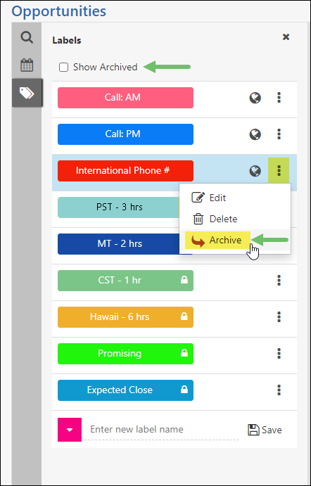 Archiving an Opportunity Label