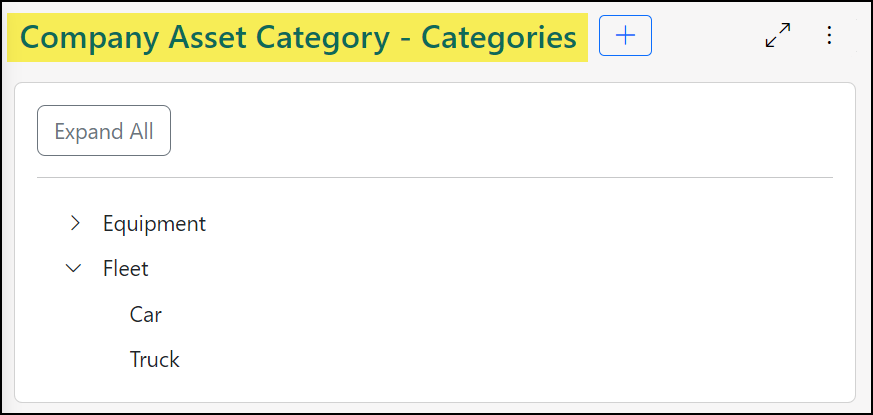 Image of the Company Asset Category List found within Striven