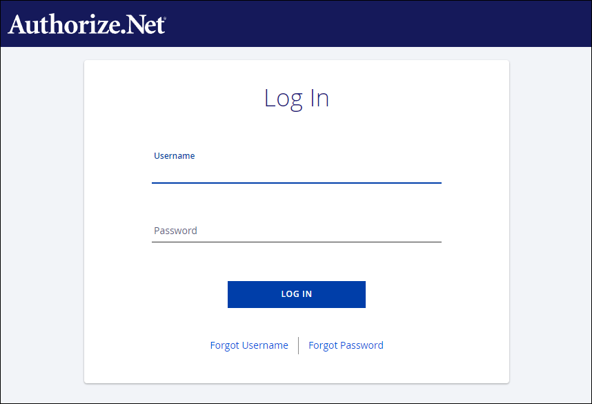 Authorize.net’s Merchant Interface Login Page
