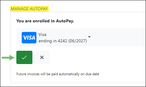 Confirmation option when setting up AutoPay in the Customer Portal