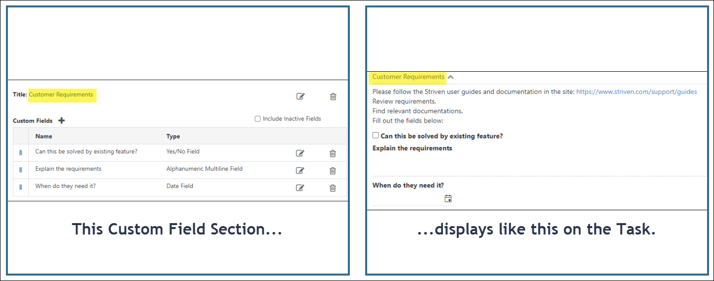 Custom Fields settings vs Custom Fields Display