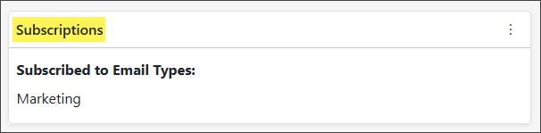 Example of the Subscriptions Widget on the Contact Dashboard