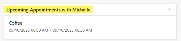 Example of a customized Upcoming Appointments Widget for the Contact Dashboard