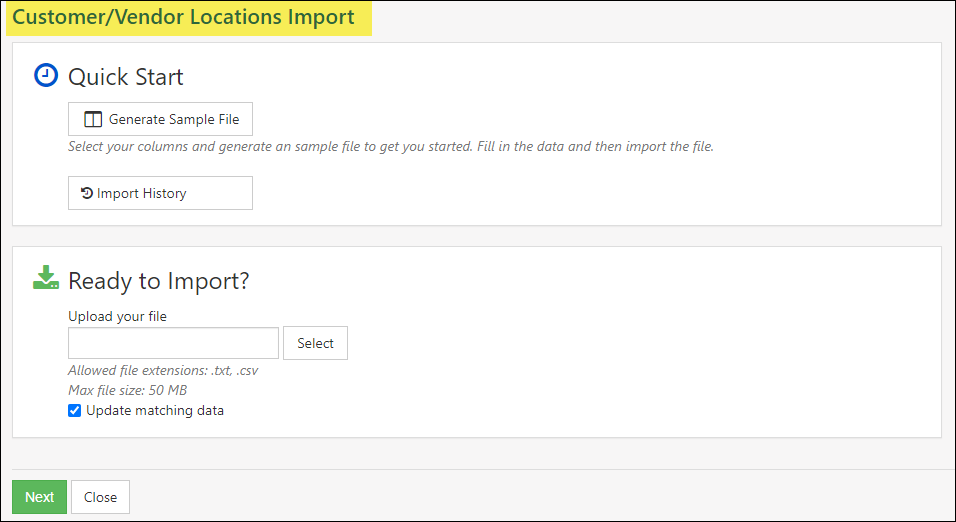 CV Locations Import