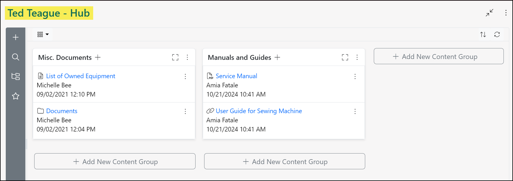 Image of the Contact Hub page