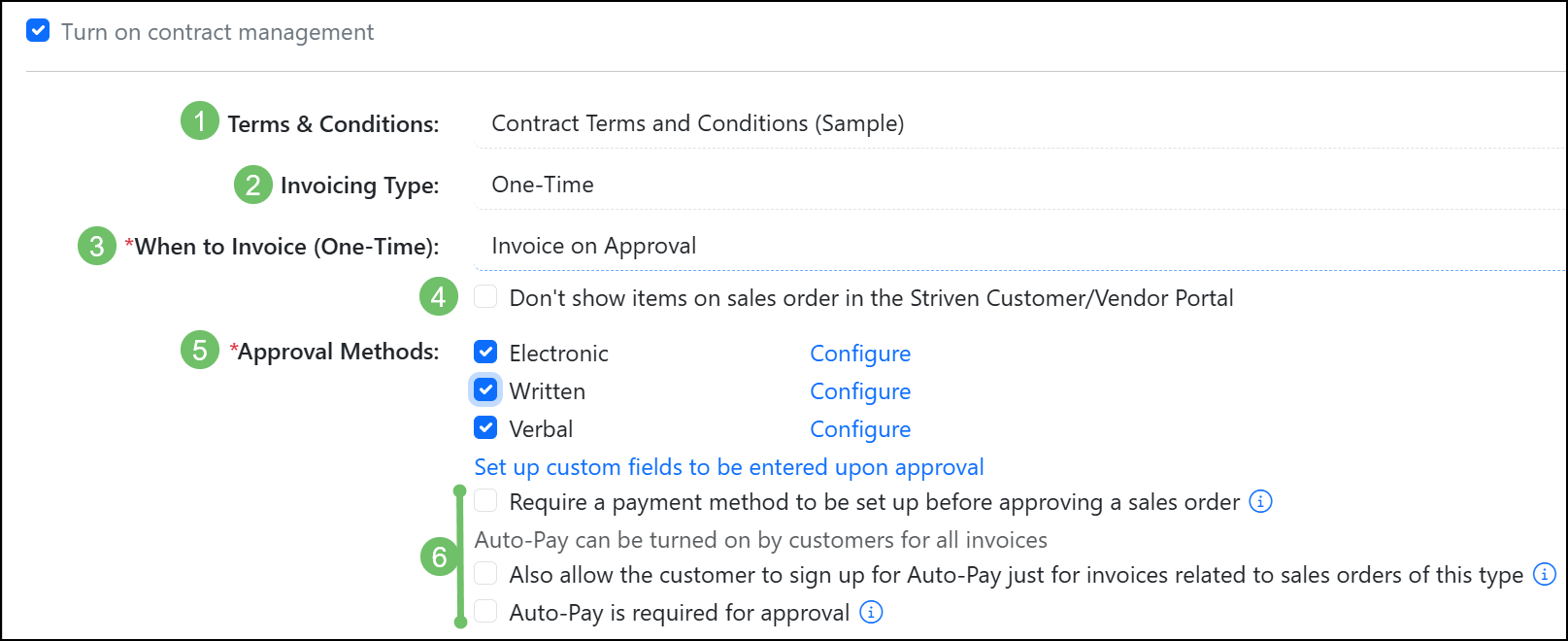 Image of the Contact Managed Sales Order Type Options