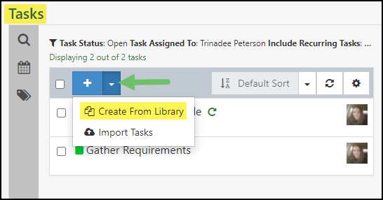 Create From Library option on Task List