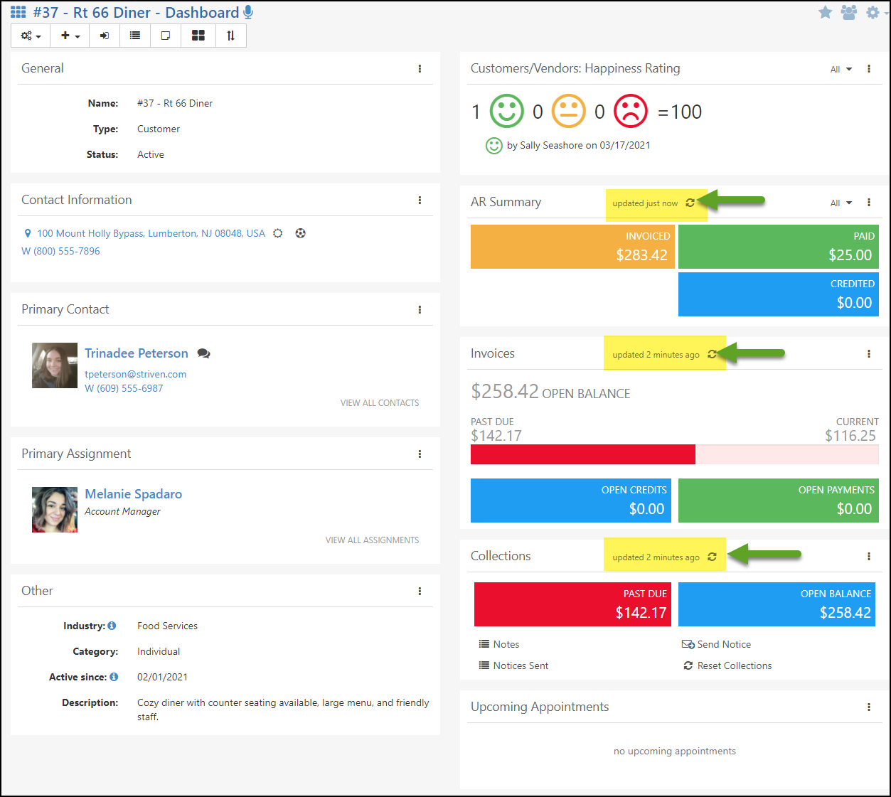 Dashboard Widgets with stored data