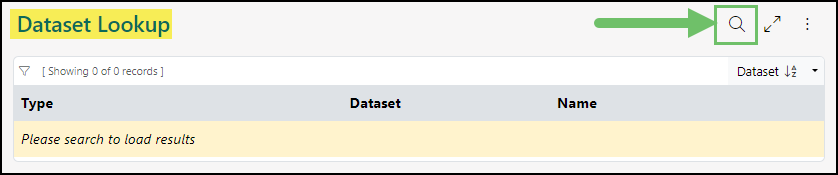 Image of the dataset lookup tool before prompting a search