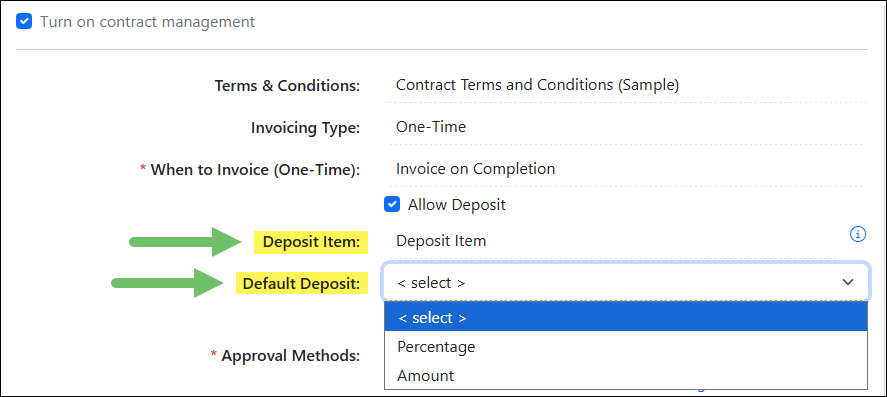 Example of Deposit Conditions