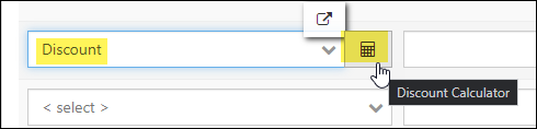 Line item for discount showing calculator icon