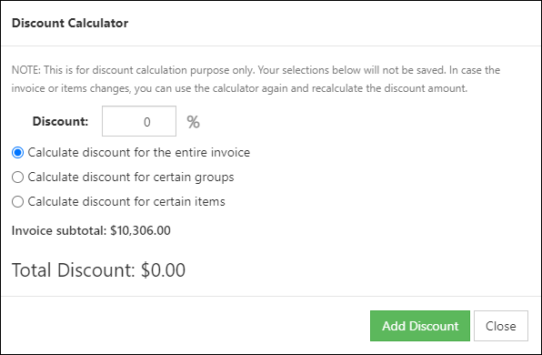 Discount Calculator with 3 options to apply discount to transaction