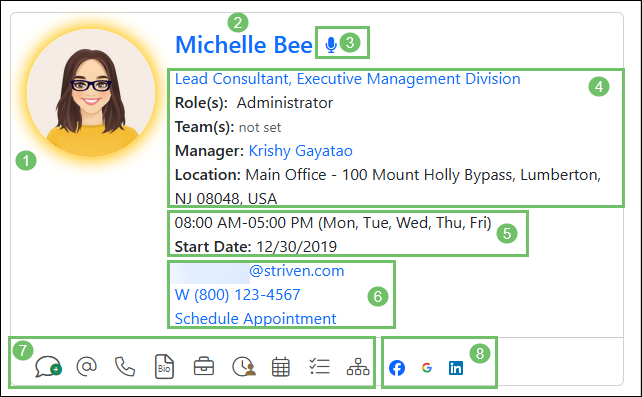 Employee Snapshot of an employee's details as displayed on the Employees List
