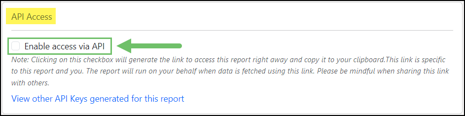 Image of the Enable API Access Option