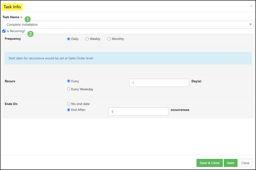Adding a Default Task to an Item