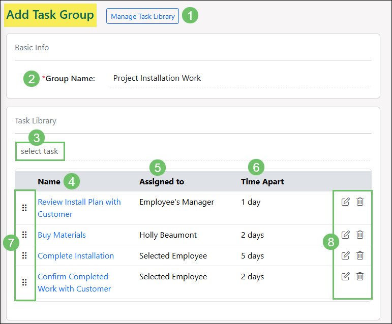 Adding a Task Group