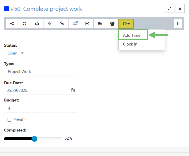 Adding a Time Entry From a Task