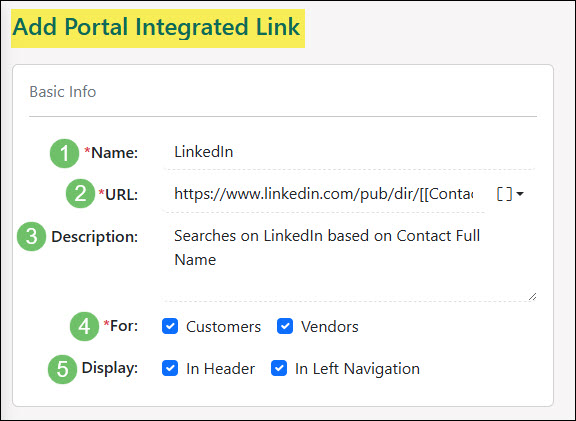 Adding an Integrated Link for the Portal