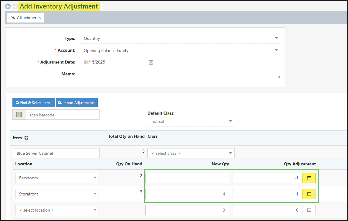 Adjusting Serial Numbers Through an Inventory Adjustment.