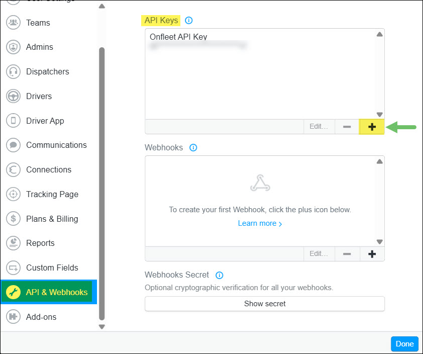 Creating an API Key in Onfleet