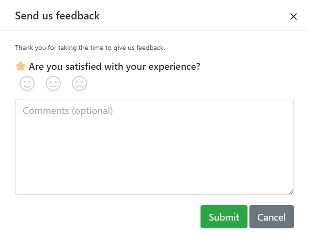 Customer/Vendor Portal Happiness Rating submission