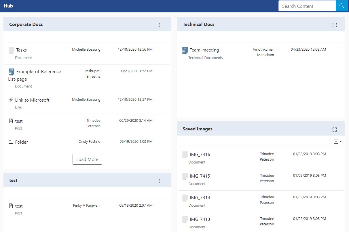 Customer/Vendor Portal Hub view