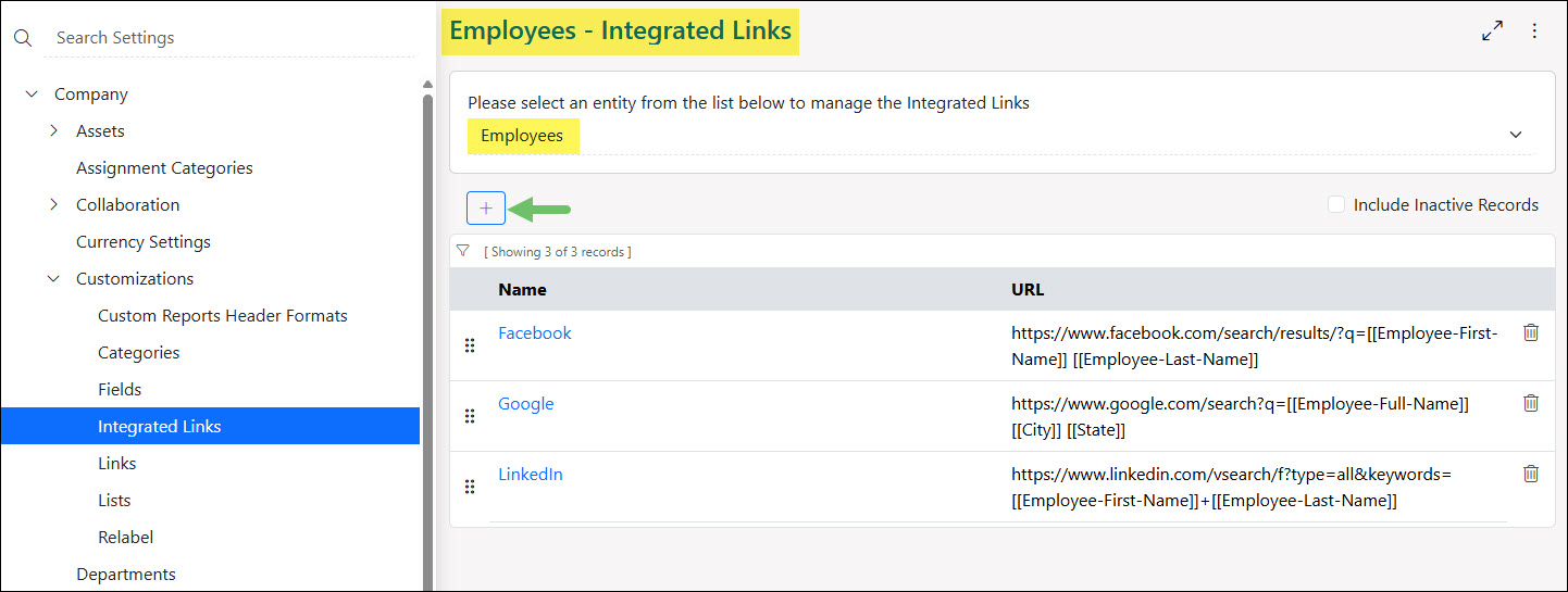 Employee Integrated Links Page
