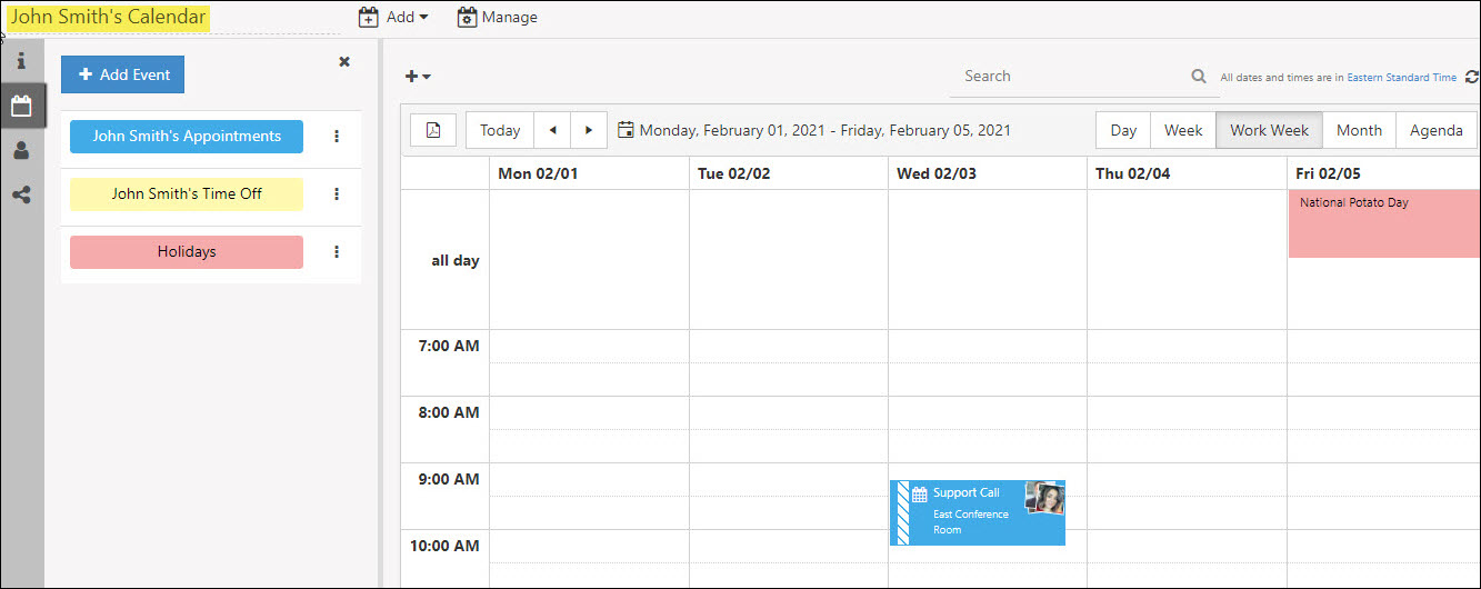 Employee’s Calendar Created from Employee Info