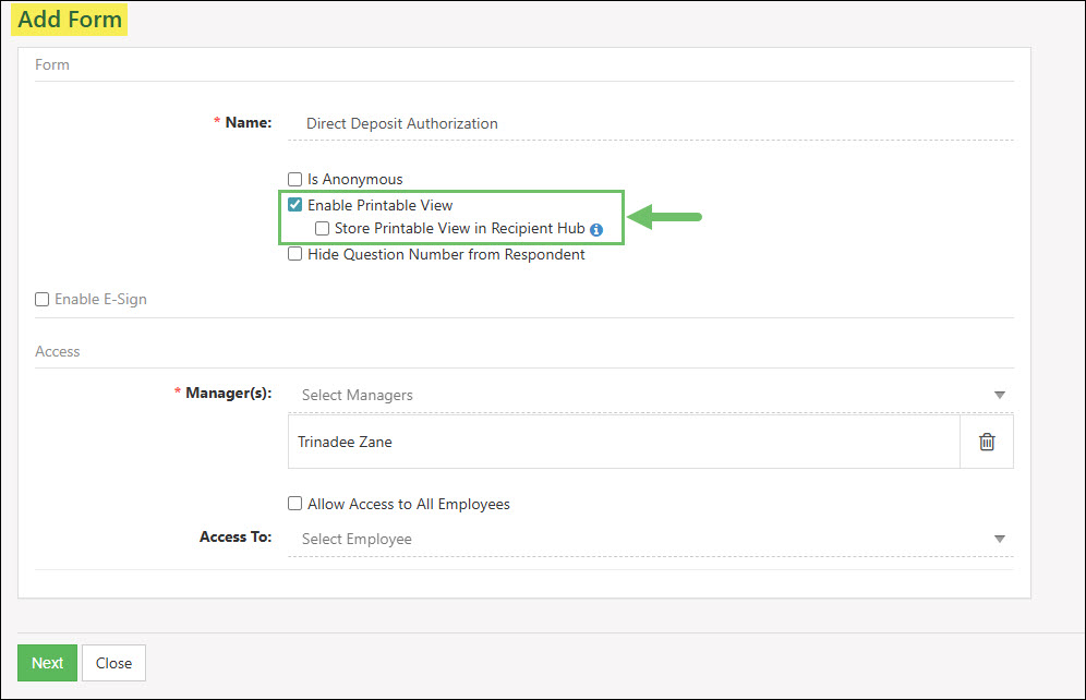 Enabling Printable View for a Survey, Form, Quiz, or Assessment