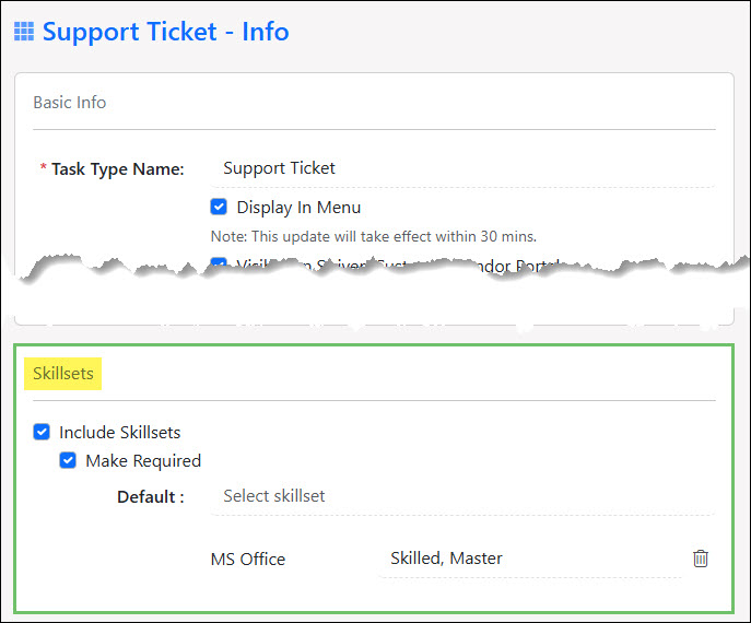 Enabling Skillsets in a Task Type