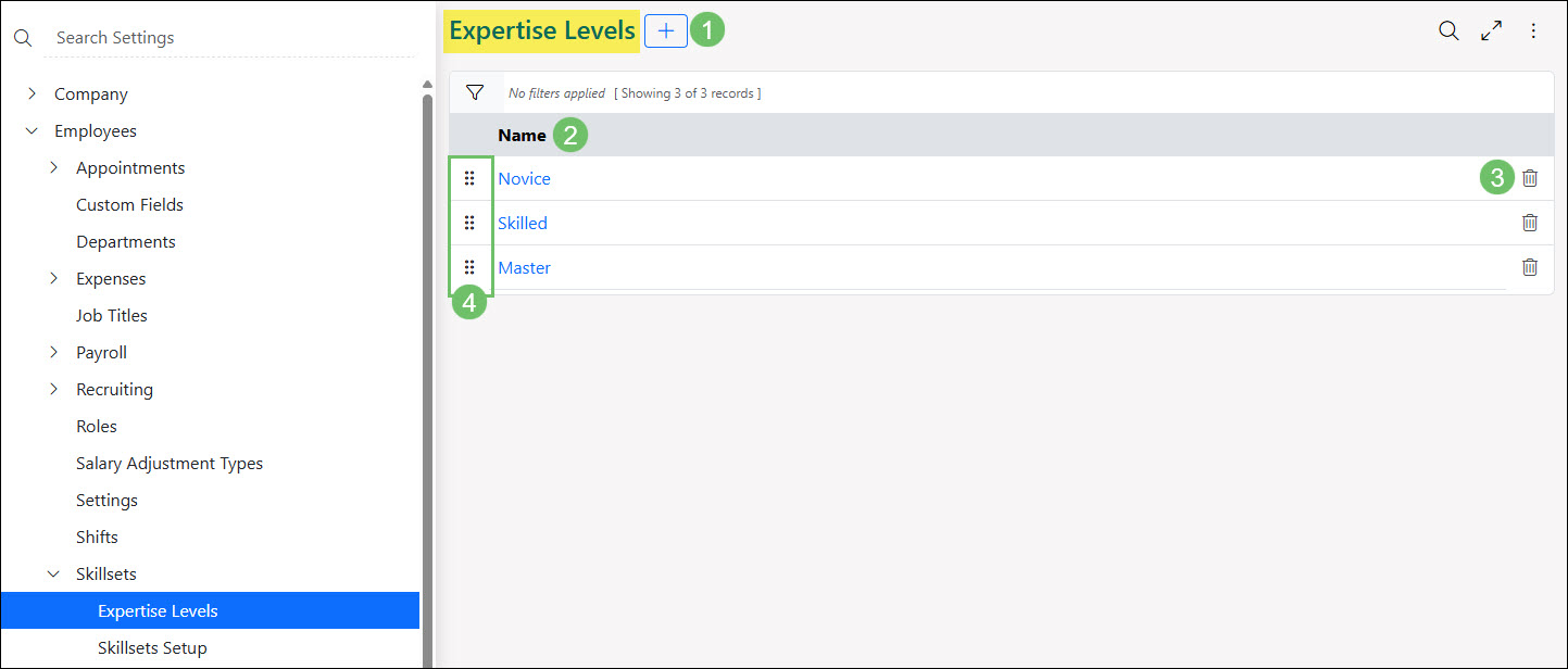 Expertise Levels Page